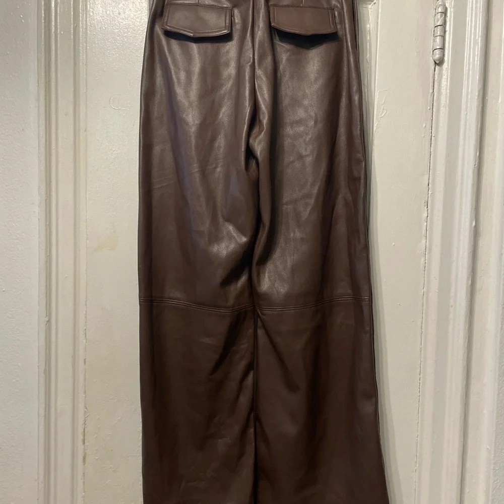 Line and Dot Faux Leather Halle Wide Leg Pants size xs - Picture 3 of 6